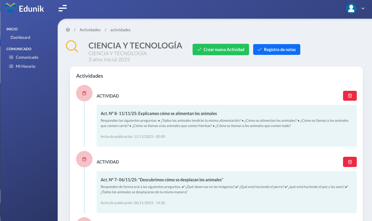 AcademicPrime — Actividades del curso